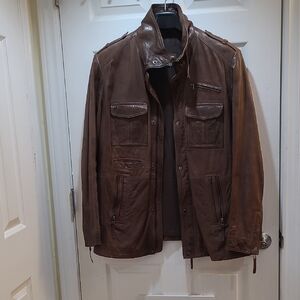 Danier Dark Brown Military Leather Jacket